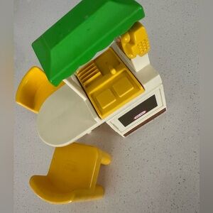 Green and Yellow Little Tikes Kitchen with 2 chairs for Little Tikes dollhouse